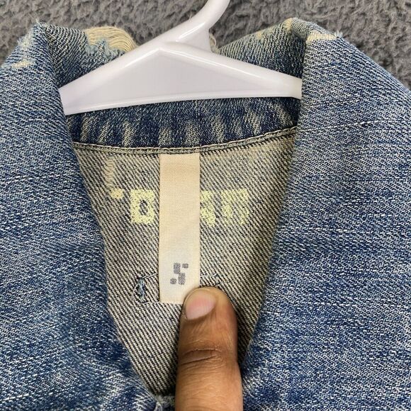 Rogan Denim Trucker Jacket Cropped Distressed Made in USA Cotton Designer S - Picture 6 of 11